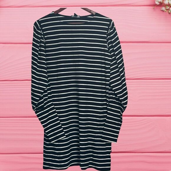 French Connection Womens Dress Size M Black White Long‎ Sleeve Stripes NWT - Picture 2 of 9